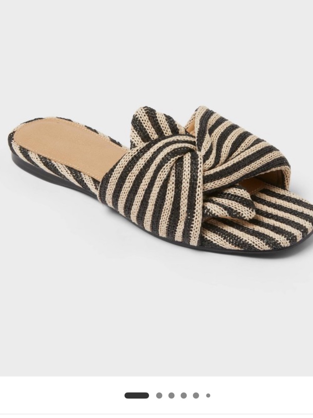 Universal Thread Striped Knot Slide Sandals - Black & Cream